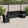 6 részes fekete polyrattan kerti ülőgarnitúra párnákkal