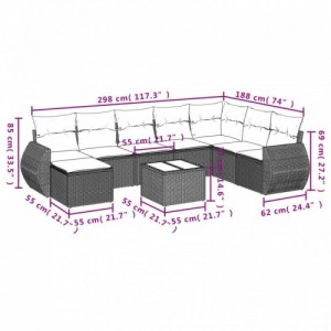 8 részes szürke polyrattan kerti ülőgarnitúra párnákkal