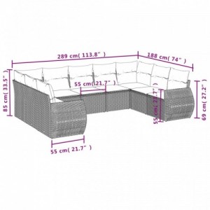 9 részes bézs polyrattan kerti ülőgarnitúra párnákkal