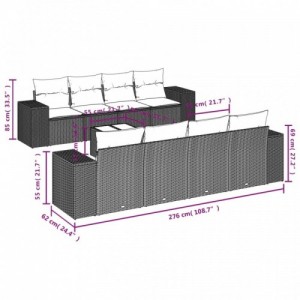 9 részes bézs polyrattan kerti ülőgarnitúra párnákkal