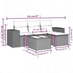 5 részes szürke polyrattan kerti ülőgarnitúra párnákkal