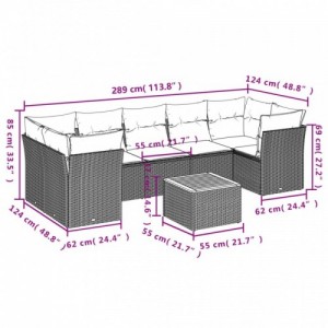 8 részes szürke polyrattan kerti ülőgarnitúra párnákkal