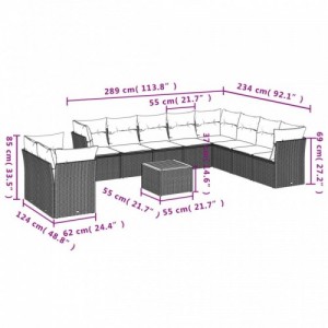 11 részes szürke polyrattan kerti ülőgarnitúra párnákkal