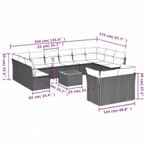 13 részes bézs polyrattan kerti ülőgarnitúra párnákkal