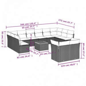 13 részes szürke polyrattan kerti ülőgarnitúra párnákkal