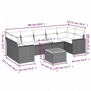 8 részes szürke polyrattan kerti ülőgarnitúra párnákkal