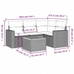 5 részes szürke polyrattan kerti ülőgarnitúra párnákkal