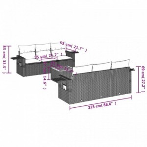 7 részes bézs polyrattan kerti ülőgarnitúra párnákkal