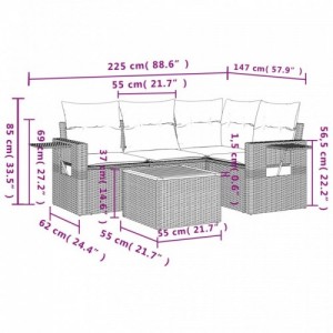 5 részes bézs polyrattan kerti ülőgarnitúra párnákkal