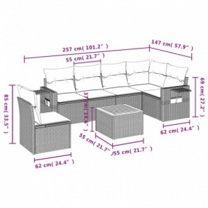 7 részes szürke polyrattan kerti ülőgarnitúra párnákkal