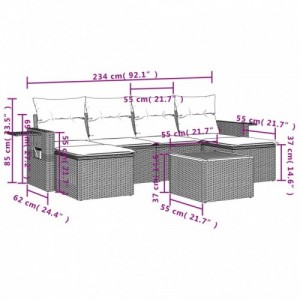 7 részes vegyes bézs polyrattan kerti ülőgarnitúra párnákkal