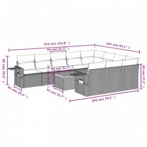 11 részes szürke polyrattan kerti ülőgarnitúra párnákkal