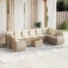 11 részes bézs polyrattan kerti ülőgarnitúra párnákkal