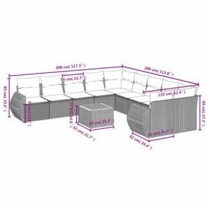 11 részes bézs polyrattan kerti ülőgarnitúra párnákkal