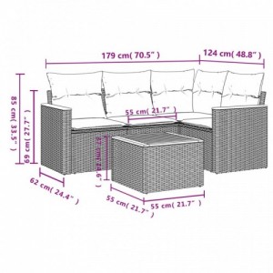 5 részes bézs polyrattan kerti ülőgarnitúra párnákkal