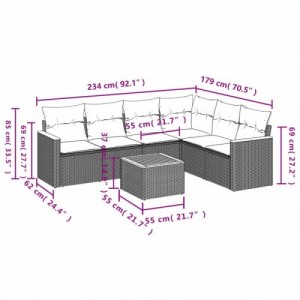 7 részes bézs polyrattan kerti ülőgarnitúra párnákkal