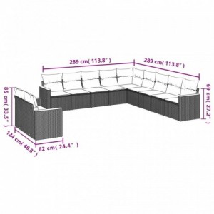 11 részes szürke polyrattan kerti ülőgarnitúra párnákkal