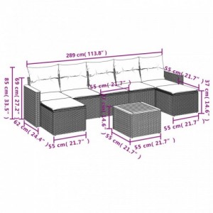 8 részes bézs polyrattan kerti ülőgarnitúra párnával