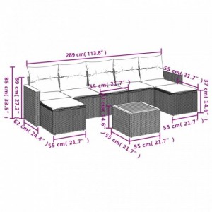 8 részes szürke polyrattan kerti ülőgarnitúra párnákkal