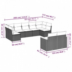 9 részes bézs polyrattan kerti ülőgarnitúra párnákkal