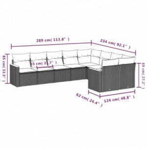 9 részes bézs polyrattan kerti ülőgarnitúra párnákkal