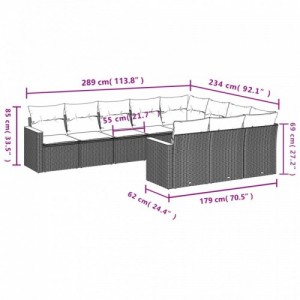 10 részes bézs polyrattan kerti ülőgarnitúra párnával