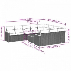 11 részes bézs polyrattan kerti ülőgarnitúra párnákkal