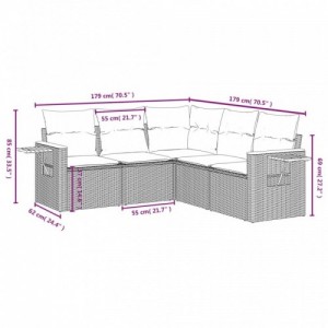 5 részes szürke polyrattan kerti ülőgarnitúra párnákkal