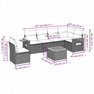 7 részes bézs polyrattan kerti ülőgarnitúra párnákkal