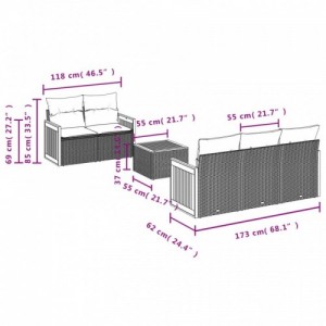 6 részes szürke polyrattan kerti ülőgarnitúra párnákkal