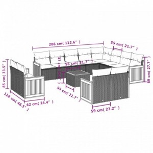 13 részes bézs polyrattan kerti ülőgarnitúra párnákkal