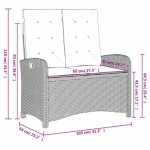 2 részes fekete polyrattan kerti étkezőgarnitúra párnával