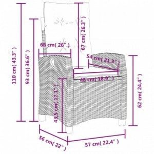 3 részes bézs polyrattan kerti étkezőgarnitúra párnákkal