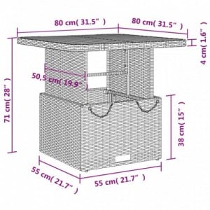 3 részes bézs polyrattan kerti étkezőgarnitúra párnákkal