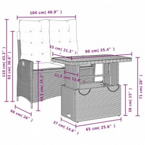 2 részes szürke polyrattan kerti étkezőgarnitúra párnákkal