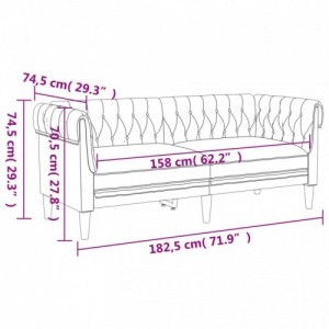 Sötétszürke 2 személyes szövet Chesterfield kanapé