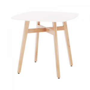 Étkezőasztal, fehér|természetes fa, 80x80 cm, DEJAN 3 NEW