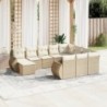 11 részes bézs polyrattan kerti ülőgarnitúra párnákkal