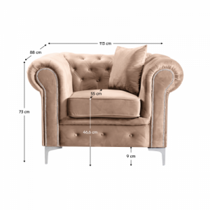 Luxus fotel, világosbarna Velvet szövet, ROMANO