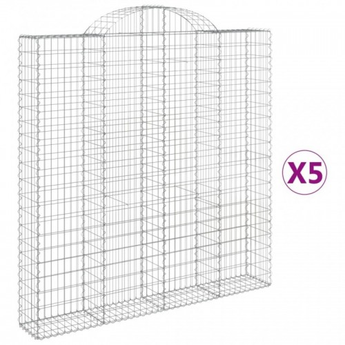 5 db íves horganyzott vas gabion kosár 200x30x200|220 cm