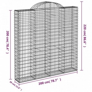 6 db íves horganyzott vas gabion kosár 200x30x200|220 cm