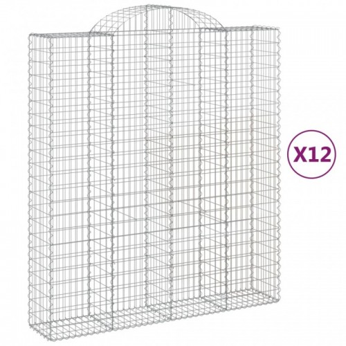 12 db íves horganyzott vas gabion kosár 200x50x220|240 cm