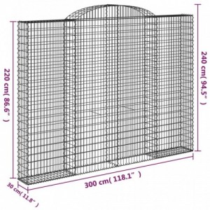 8 db íves horganyzott vas gabion kosár 300x30x220|240 cm