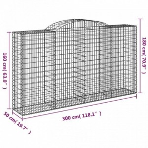 17 db íves horganyzott vas gabion kosár 300x50x160|180 cm