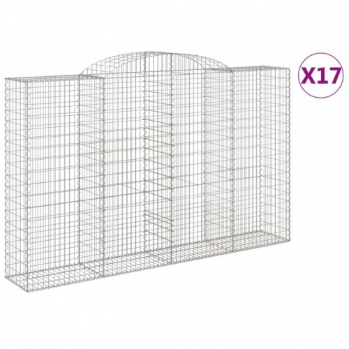 17 db íves horganyzott vas gabion kosár 300x50x180|200 cm