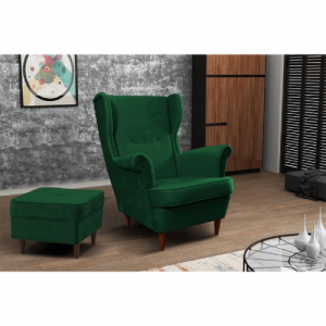 Füles fotel, zöld|dió, RUFINO 3 NEW