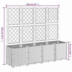 Szürke polipropilén rácsos kerti ültetőláda 160 x 40 x 140 cm