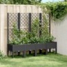 Fekete polipropilén rácsos kerti ültetőláda 160 x 40 x 142 cm