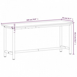 Tömör bükkfa és fém munkaasztallap 180x55x81,5 cm