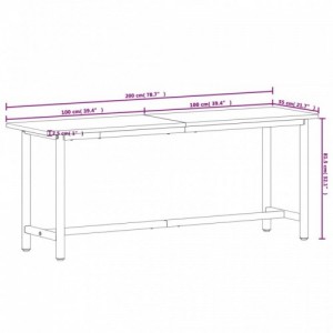 Tömör bükkfa és fém munkaasztallap 200x55x81,5 cm